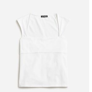 NWT J. crew cap sleeve white cotton square neck top